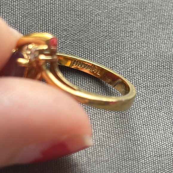 TAIWANH purple amethyst and crystal gold ring size 5 - Picture 5 of 6